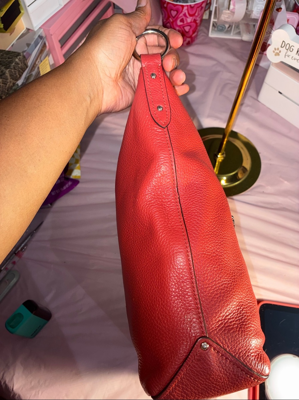 Coach Coach Abby Duffle in a salmon pink color pebbled leather bag! - Picture 7 of 13